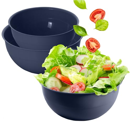 EDANTI Salatschüssel Set groß 3 Schalen 2-5L Kunststoff Schüsselset Servierschalen ideal zum Mischen und Servieren Schale (Dunkelgrau) von EDANTI