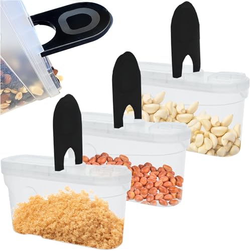 EDANTI Vorratsdosen mit Deckel Set 3er Aufbewahrungsboxen Frischhaltedosen | Vorratsdose zur Mehl Zucker & Müsli Aufbewahrung Küche (3 x 1,3 L - Schwarz) von EDANTI