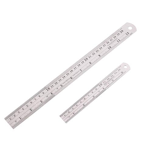 EDATOFLY 30 CM und 15 CM Edelstahl Lineale Metalllineal Maßstab Lineal mit Umrechnungstabelle (6 und 12 Zoll) von EDATOFLY