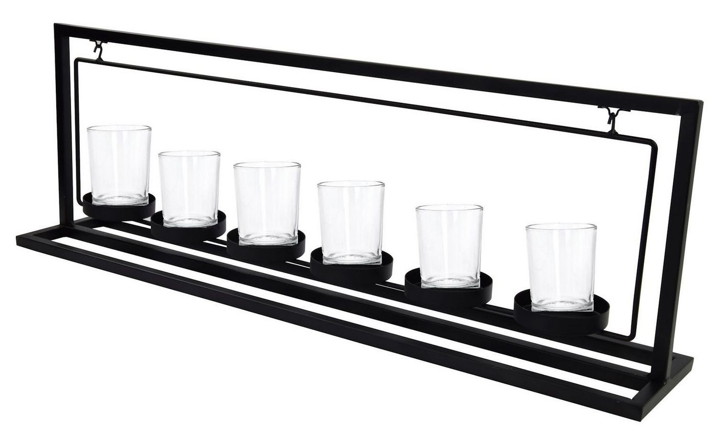 EDCO Kerzenständer Kerzenhalter aus schwarzem Metall mit 6 Gläsern Teelichthalter Kerzens von EDCO