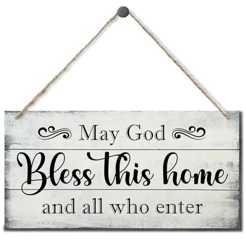 May God Bless This Home Decor Schild, bedrucktes Holz-Wandkunstschild, God Bless Schild, Home Signs Decor, Rustic Farmhouse Wood Sign Decor Wall Art, Christian Gifts 30.5x15.2 cm von EDCTO