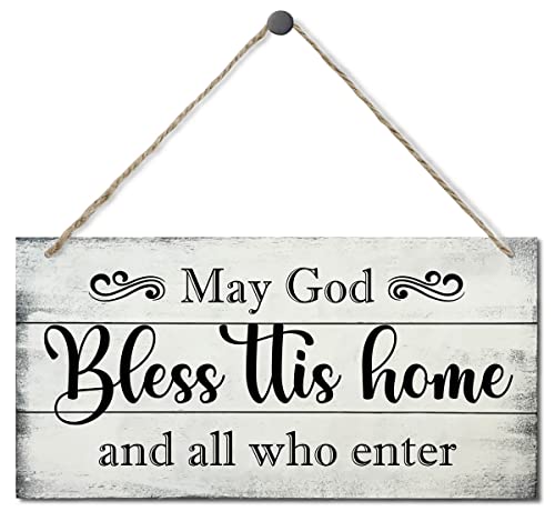May God Bless This Home Decor Schild, bedrucktes Holz-Wandkunstschild, God Bless Schild, Home Signs Decor, Rustic Farmhouse Wood Sign Decor Wall Art, Christian Gifts 30.5x15.2 cm von EDCTO