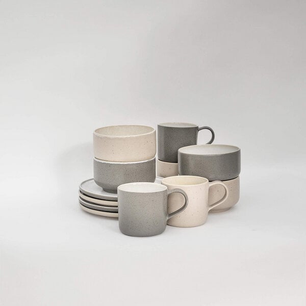 EDDA stoneware Brunch-Set Mixed - Cappuccino Beige & Granit Grau aus Steingut (handgemacht) von EDDA stoneware