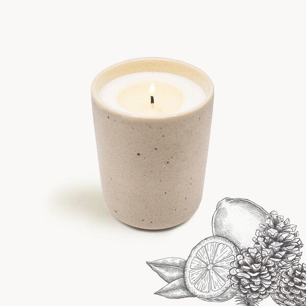 EDDA stoneware Handgemachte Steingut Kerze - Duft: Zirbe & Zitrone von EDDA stoneware