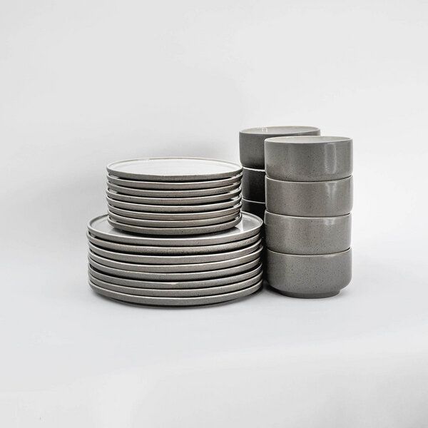 EDDA stoneware Lunch Geschirr Set Ddoria - Granit Grau aus Steingut (handgemacht) von EDDA stoneware
