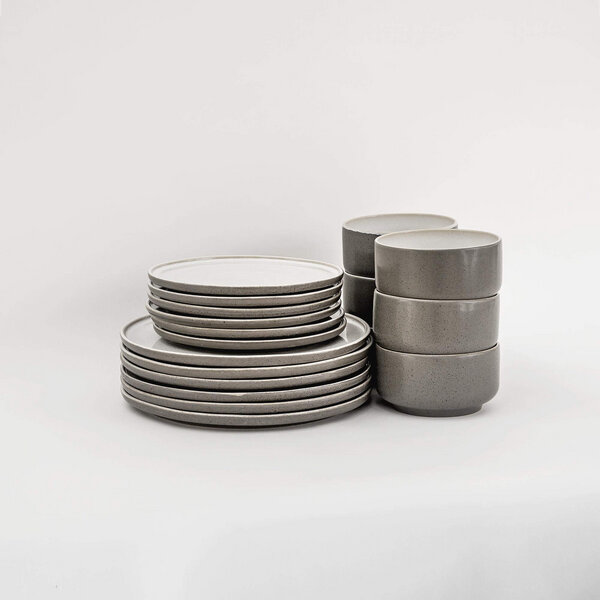 EDDA stoneware Lunch Geschirr Set Ddoria - Granit Grau aus Steingut (handgemacht) von EDDA stoneware