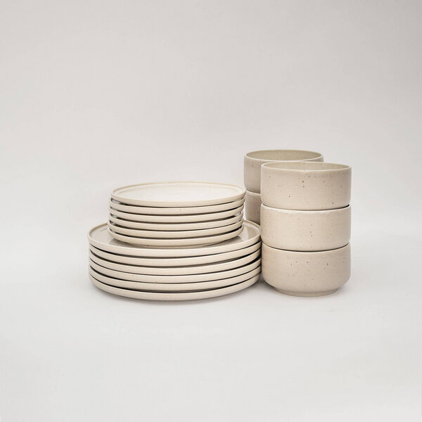 EDDA stoneware Lunch Geschirr Set Eelina - Cappuccino Beige aus Steingut (handgemacht) von EDDA stoneware