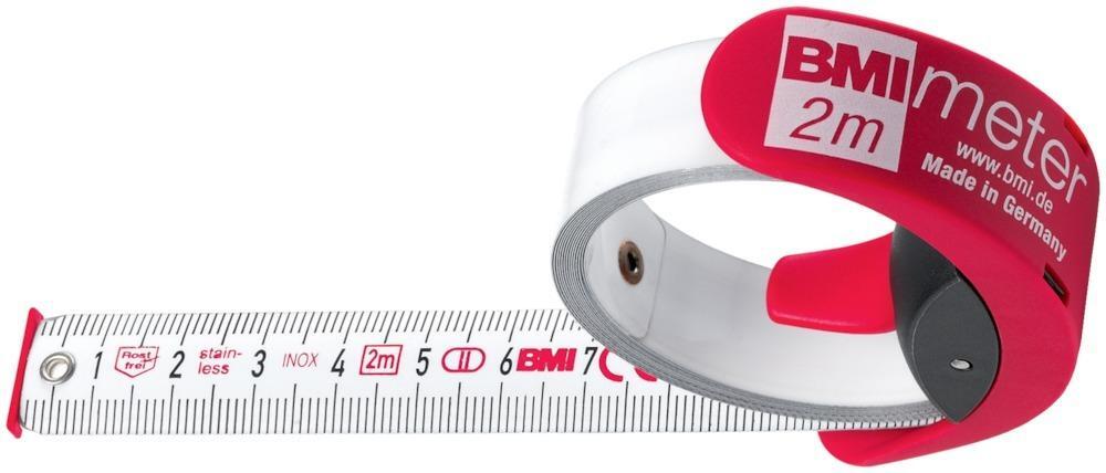 Taschenbandmaß BMImeter 2mx16mm weiß BMI von EDE - BMI
