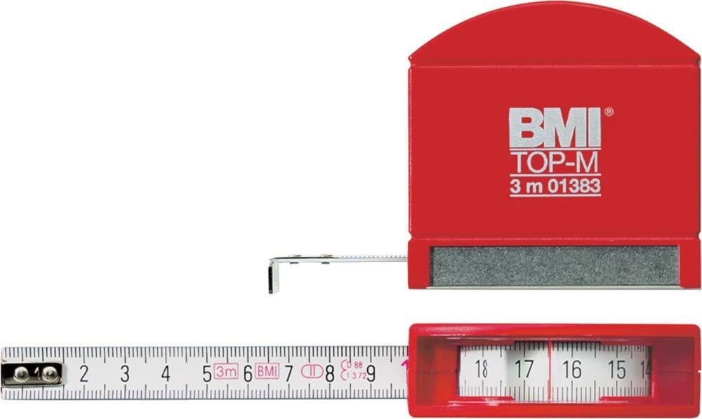 Taschenbandmaß weiß mit Edelstahlsohle 3mx13mm BMI von EDE - BMI