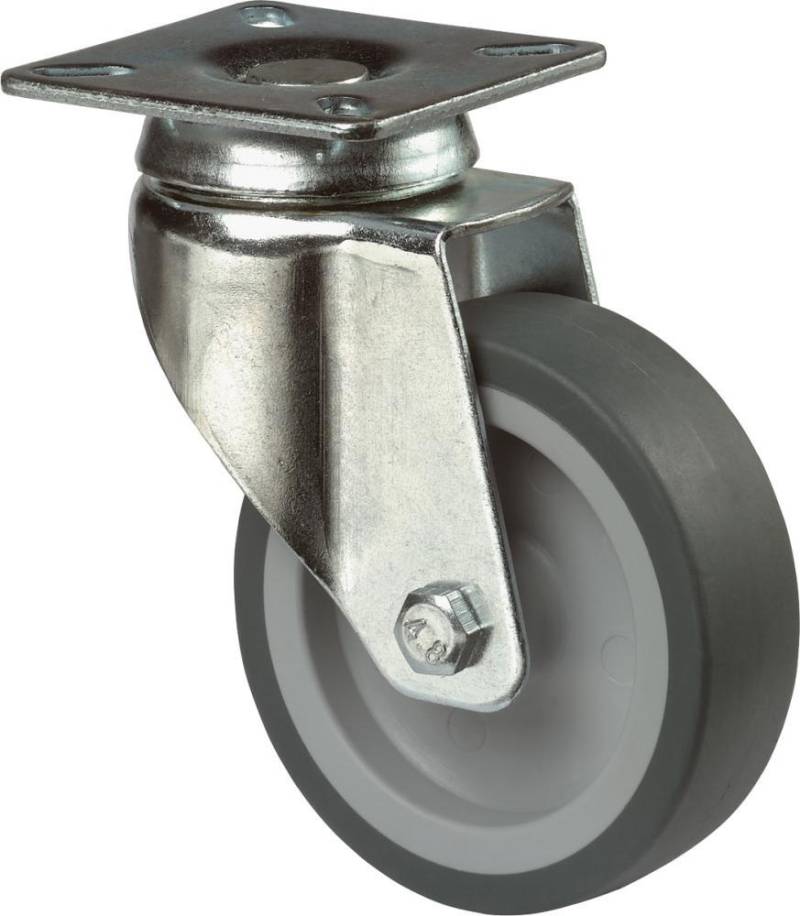 Lenkrolle 100mm,C100 Platte,Gummirad,GL C100.A80.100 von EDE - Bs Rollen