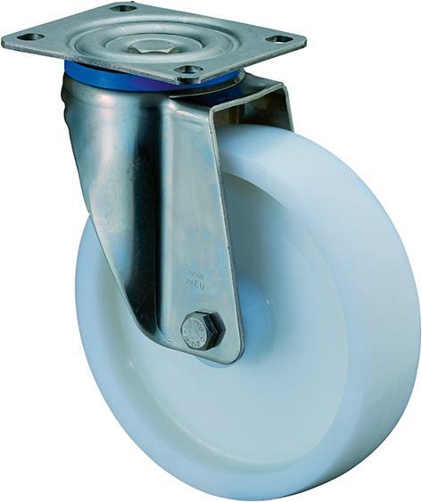 Lenkrolle 200mm HS100 Platte,Kst.weiß,ER,RL HS100.B14.200 von EDE - Bs Rollen