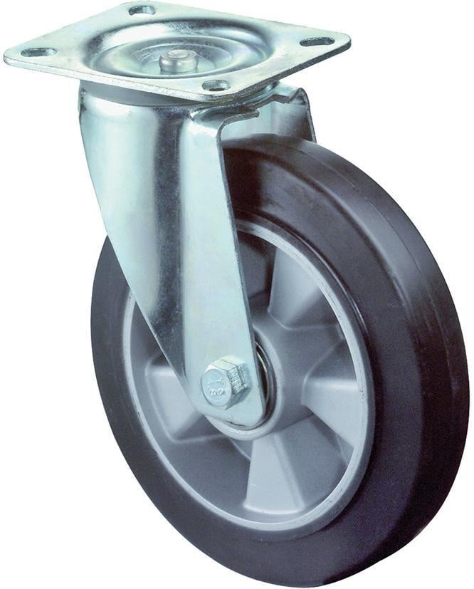 Lenkrolle 200mm L400.B80 Platte,Elastik schw.,KL L400.B80.200 von EDE - Bs Rollen