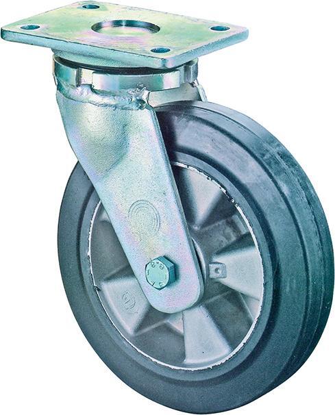 Lenkrolle 250mm RR100.B80Platte,Elastik schw.,KL RR100.B80.251 von EDE - Bs Rollen