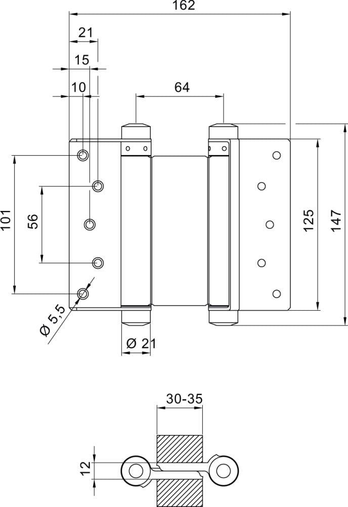 Pendeltürbänder Nr.33 Stahl verzinkt 125mm von EDE - Deni