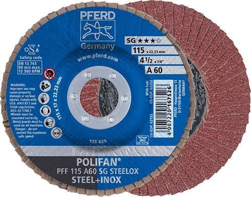 Fächerschleifscheibe gerade Korund 115X22mm K 60 Rüggeberg Fächerschleifscheibe gerade Korund 115X22mm K 60 Rüggeberg von EDE - Pferd