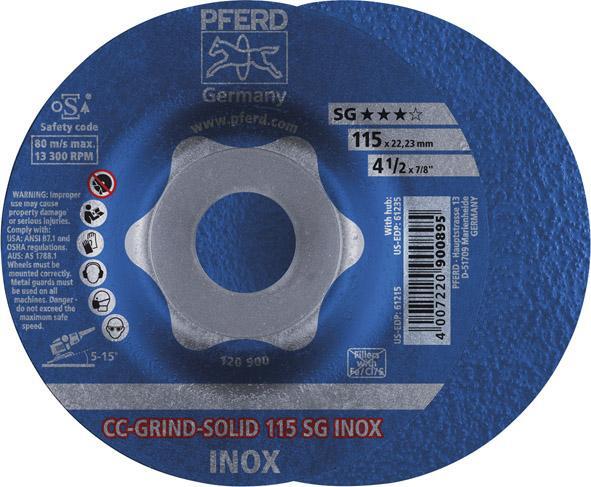 Schleifscheibe CC-Grind Solid SG INOX 115mm PFERD Schleifscheibe CC-Grind Solid SG INOX 115mm PFERD von EDE - Pferd