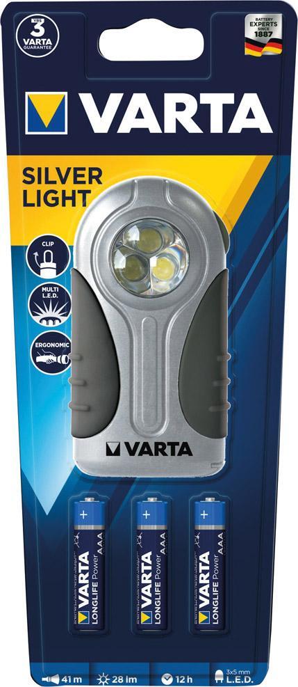 Taschenlampe LED Silver Light 3AAA 16647 m.Batt.B von EDE - Varta