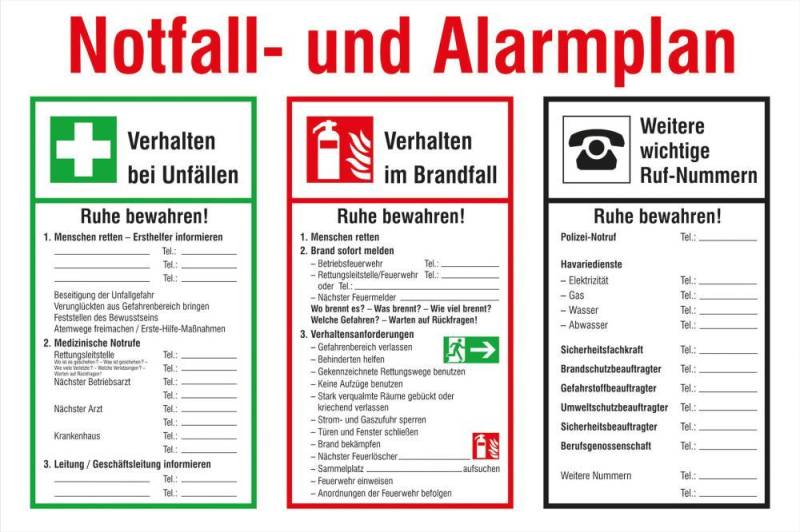 Notfall- und Alarmplan Kunststoff (PVC) von EDE - Wolk