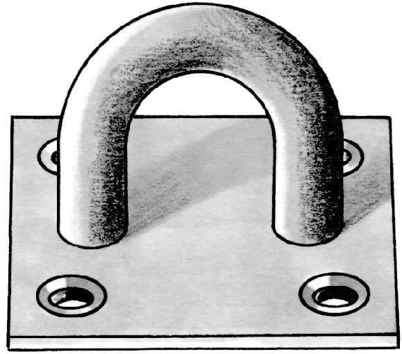 Öse auf Platte 55x55x5mm hell verz. von EDE