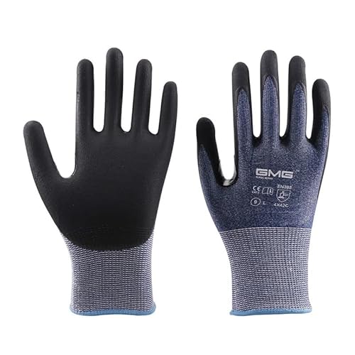 EDEDE Schnittschutzhandschuhe, Schnittfeste Handschuhe Sicherheitsschutz-Arbeitshandschuhe Schnittschutzstufe 5 GMG Blue Automotive Mechanic Strong Working Nitrile Gloves(Medium) von EDEDE