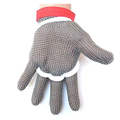 Schnittschutzhandschuhe, Lebensmittelqualität 304 gebürsteter Edelstahl Ring Mesh Schnittfeste Kettenhemd Handschuhe Fleischschnitt Metzgerhandschuh(L) von EDEDE
