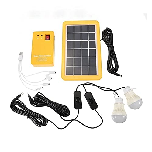 Solar Power Panel Generator Home System Kit mit 3 LED-Lampen Solarlampe Notlicht 4 Köpfe USB-Aufladung for den Garten im Freien für Anfänger(3W-2Bulb) von EDEDE