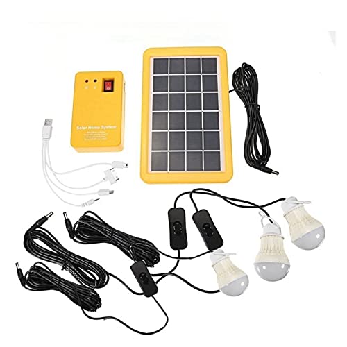 Solar Power Panel Generator Home System Kit mit 3 LED-Lampen Solarlampe Notlicht 4 Köpfe USB-Aufladung for den Garten im Freien für Anfänger(3W-3Bulb) von EDEDE