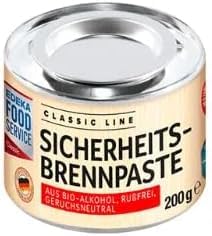 EDEKA Brennpaste Dose 36 Stück für Warmhaltebehälter & Fondue 36x200g Dosen Sicherheitsbrennpaste aus Bio-Alkohol, Geruchsfrei, Rußfrei FOODSERVICE aus Deutschland von EDEKA