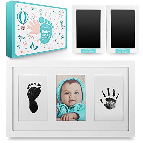 EDELHAND© Baby Handabdruck und Fußabdruck Set mit 2 großen Stempelkissen ohne direkte Haut Berührung - Baby Hand u. Fuß Tinten-Abdruck als hochwertiger Bilderrahmen - Baby-Geschenk Abdruckset von EDELHAND