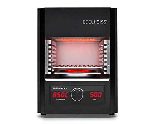 EDELHEISS Elektro Oberhitzegrill Röstblock S, 1 Infrarotbrenner, LED-Display, Grillfläche 30 x 18,5 cm, Temperaturbereich: 200-750°C, Gesamtleistung: 1,6 kW, isoliertes Gehäuse, inkl. Rost-Heber von EDELHEISS