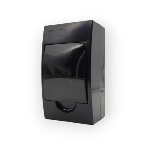 EDELIZON | Aufputz Sicherungskasten Schwarz mit 4 Modulen | IP40 | Kompakter Kleinverteiler mit Hutschiene | Verteilerkasten bis 63A von EDELIZON