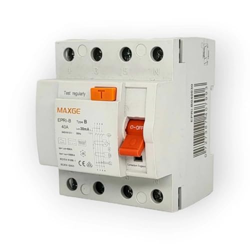 EDELIZON | FI-Schalter RCD Typ B | 40A 30mA 4-polig – VDE geprüft | Für Wallbox, PV, Industrie | Fehlerstromschutzschalter 10kA Allstromsensitiv von EDELIZON