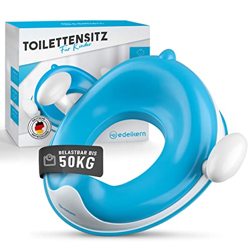 Edelkern Toilettensitz Kinder - Ergonomischer WC Sitz Kinder [bis 50kg] - Universeller Toilettenaufsatz Kinder mit Griffen - Sicherer Klositz für Kinder mit Spritzschutz - Mit Aufhängehaken von EDELKERN