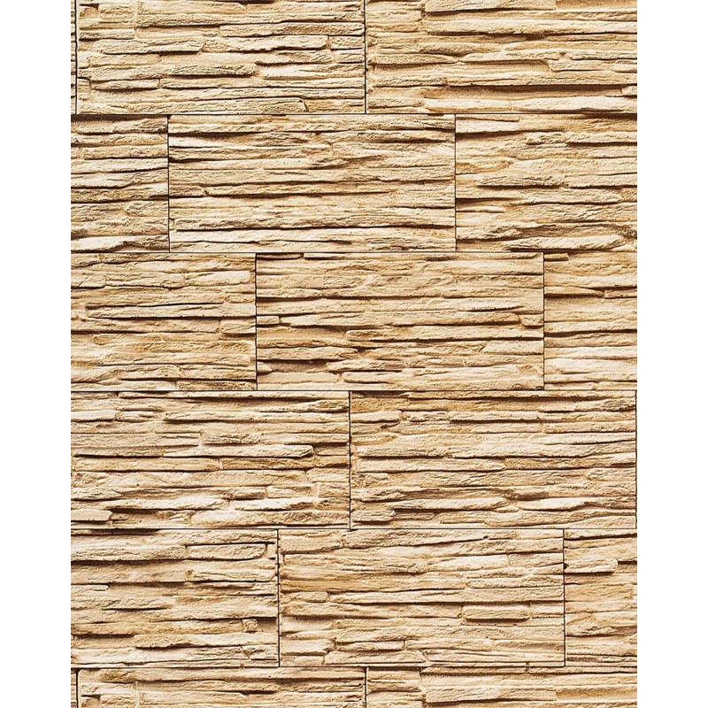 EDEM 1003-31 Tapete Steintapete Naturstein Bruchstein Mauerstein Sand Beige Creme 10,05 m x 0,53 m 5,33 m2 Braun von EDEM