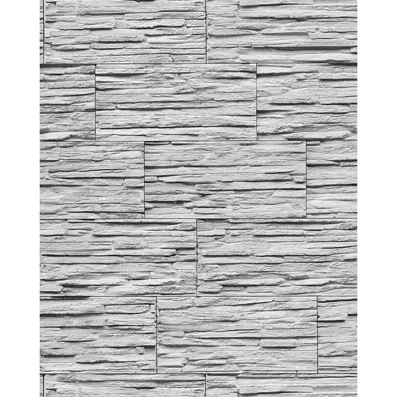 EDEM 1003-32 Tapete Steintapete Naturstein Bruchstein hochwaschbar Grau 10,05 m x 0,53 m 5,33 m2 Grau von EDEM