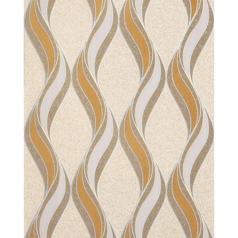 EDEM 1025-11 Tapete geschwungene Linien Ornamente Senf-Gelb Beige Grau Silber 10,05 m x 0,53 m 5,33 m2 Beige von EDEM