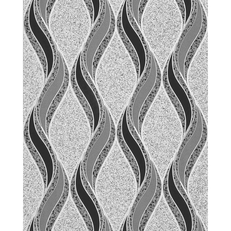 EDEM 1025-16 Tapete geschwungene Linien Ornamente Grau Schwarz Silber 10,05 m x 0,53 m 5,33 m2 Grau von EDEM