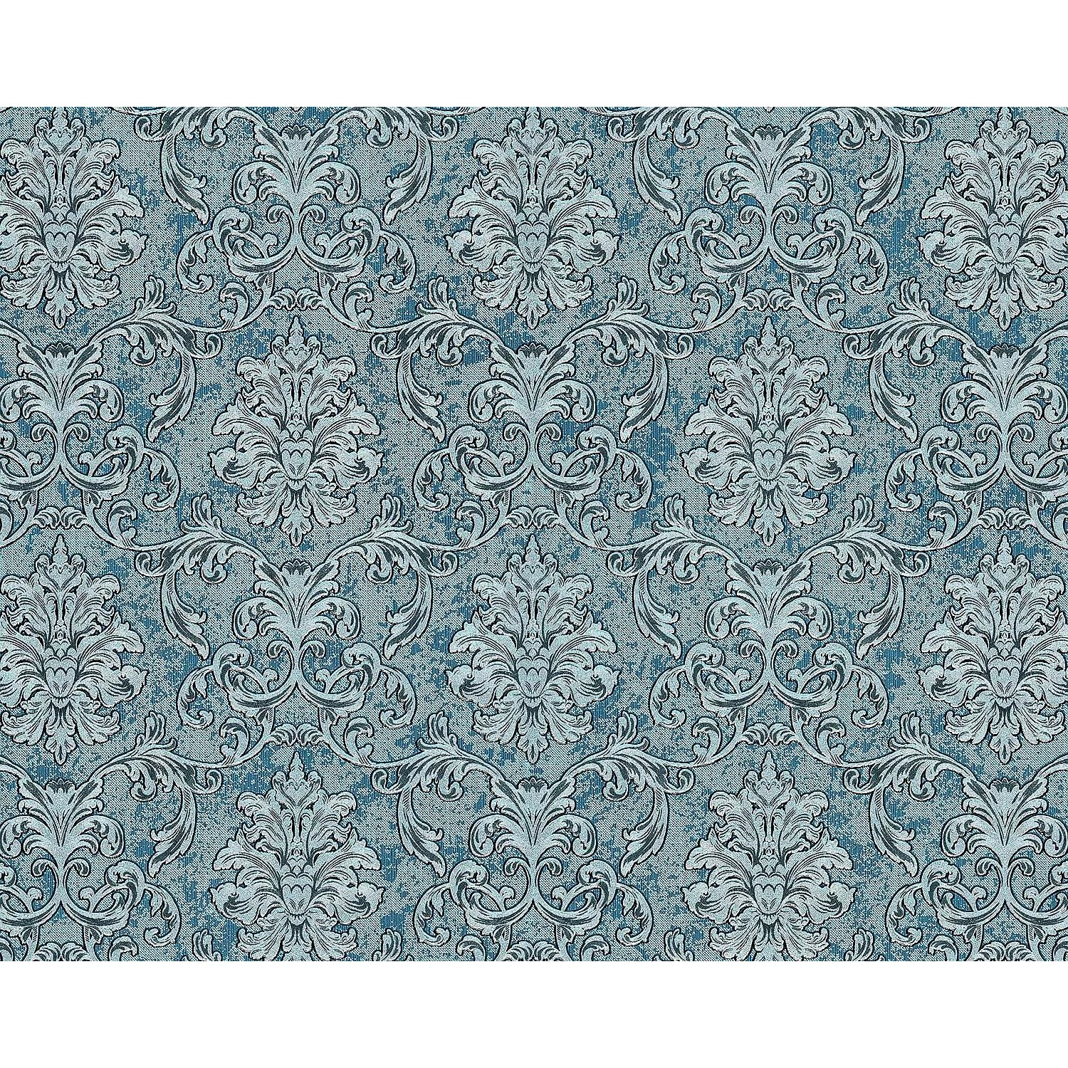 EDEM 6001-95 Barock Tapete Ornament glitzernd Türkis Silber Petrol 1,06 m x 10,05 m 10,65 m2 Türkis von EDEM