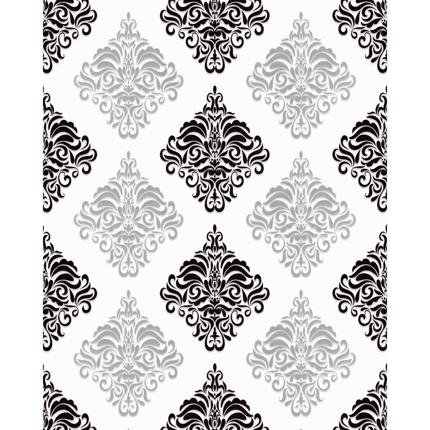 EDEM 85024BR20 Barock Tapete metallische Akzente Weiß Schwarz Silber 0,53 m x 10,05 m 5,33 m2 Weiß von EDEM