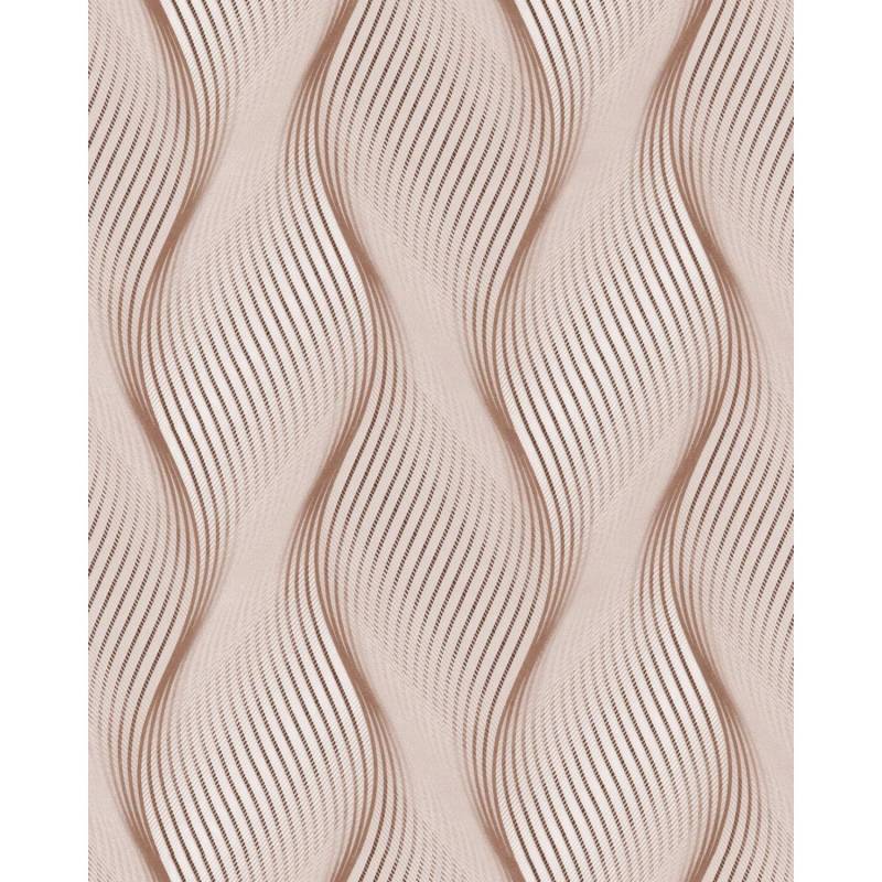 EDEM 85030BR33 Streifen Tapete geschwungene Linien Beige-Braun Weiß 0,53 m x 10,05 m 5,33 m2 Braun von EDEM