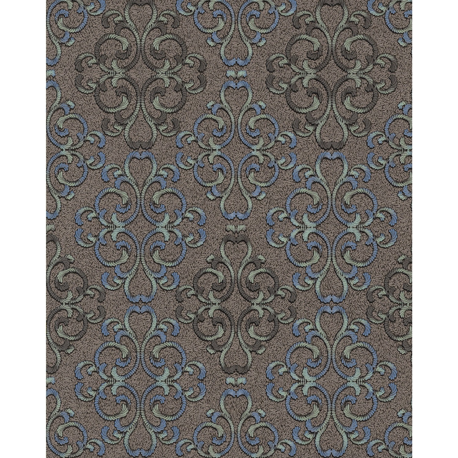 EDEM 85037BR36 Barock Tapete mit metallischen Akzenten Braun Blau 0,53 m x 10,05 m 5,33 m2 Braun von EDEM