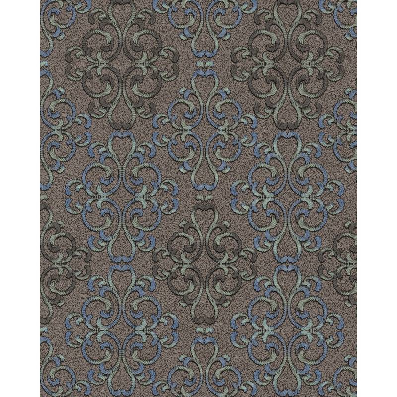 EDEM 85037BR36 Barock Tapete mit metallischen Akzenten Braun Blau 0,53 m x 10,05 m 5,33 m2 Braun von EDEM