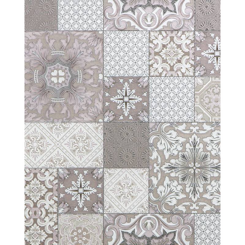 EDEM 87001BR13 Küchen Bad Tapete Kachelmuster Beige Taupe Weiß Silber 0,53 m x 10,05 m 5,33 m2 Beige von EDEM