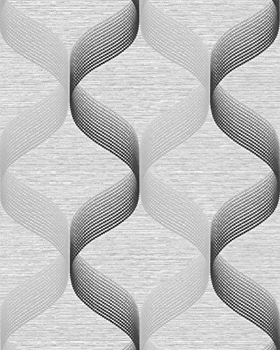 Retro Tapete EDEM 1034-10 Vinyltapete strukturiert mit grafischem Muster glitzernd silber grau anthrazit 5,33 m2 von EDEM