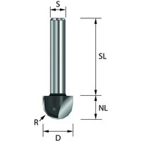 Edessö - hw- (hm) Hohlkehlfräser, Z=2, Durchmesser 12 NL9,5, GL42 S8 w R6 von EDESSÖ