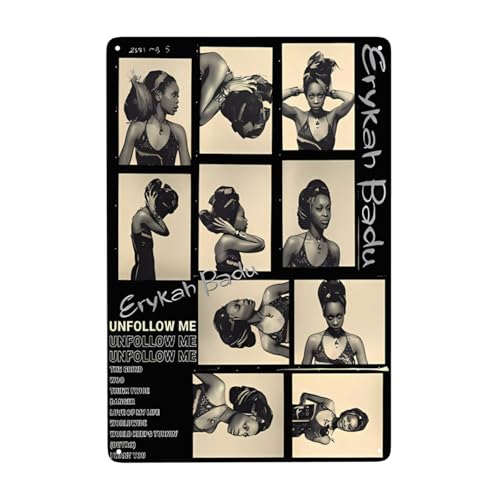 EDFRIDE Metall-Blechschild, Erykah-Musik, Badu, Wandkunst, Dekor-Schilder für Bar, Zuhause, Wohnzimmer, Zuhause, Metallposter, 20,3 x 30,5 cm von EDFRIDE