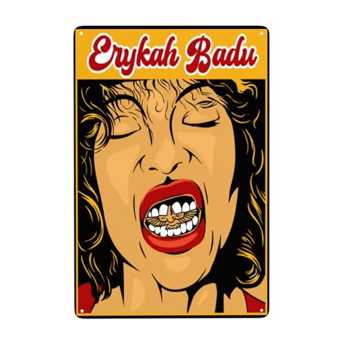 EDFRIDE Metall-Blechschild, Erykah-Musik, Badu, Wandkunst, Dekor-Schilder für Bar, Zuhause, Wohnzimmer, Zuhause, Metallposter, 20,3 x 30,5 cm von EDFRIDE