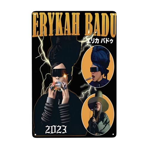 EDFRIDE Metall-Blechschild, Erykah-Musik, Badu, Wandkunst, Dekor-Schilder für Bar, Zuhause, Wohnzimmer, Zuhause, Metallposter, 20,3 x 30,5 cm von EDFRIDE