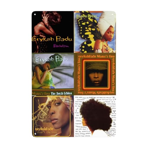 EDFRIDE Metall-Blechschild, Erykah-Musik, Badu, Wandkunst, Dekor-Schilder für Bar, Zuhause, Wohnzimmer, Zuhause, Metallposter, 20,3 x 30,5 cm von EDFRIDE