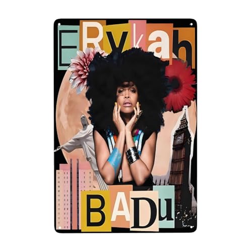 EDFRIDE Metall-Blechschild, Erykah-Musik, Badu, Wandkunst, Dekor-Schilder für Bar, Zuhause, Wohnzimmer, Zuhause, Metallposter, 20,3 x 30,5 cm von EDFRIDE